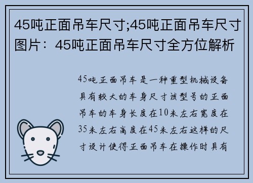 45吨正面吊车尺寸;45吨正面吊车尺寸图片：45吨正面吊车尺寸全方位解析